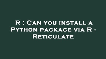 R : Can you install a Python package via R - Reticulate