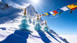Sacred Snow Mountain Sky Pagoda Ambience | Ethereal Chinese Music, Cold Mountain Wind & Snow Sounds