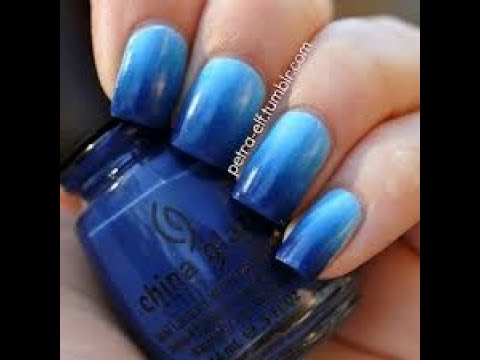 Dark Blue To Light Blue Sea Nail Art Youtube