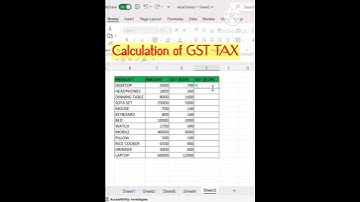 Calulation of GST TAX in excel