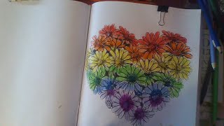 coloring Pride heart flowers