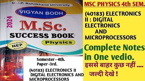 Msc physics 4th sem Notes|| complete notes Digital electronics and microprocessor|| #physicsnotes