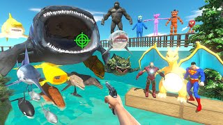 Parkour ZigZag Hunting Sea Monsters and Jumping in Lake with Bloop - Animal Revolt Battle Simulator