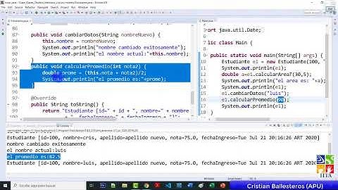 Clases y métodos void en JAVA Ej cambiarDatos calcular promedio toString PARTE 2/2