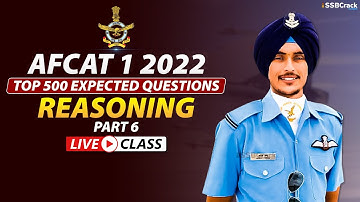 AFCAT 1 2022 Top 500 Most Expected Questions | Reasoning | Part 6