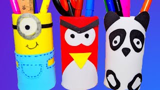 DIY Office Organizers: Minion, Angry Bird, Panda / How to make a pencil holder