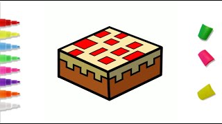 How to draw CAKE Minecraft easy step by step