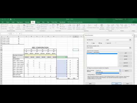 Solving labor planning problems using solver in excel