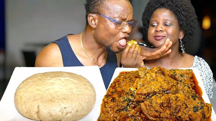 AFRICAN FOOD MUKBANG WHEAT FUFU AND SUPER DELICIOUS EGUSI SOUP WITH GOAT MEAT MOUTH SOUND ASMR