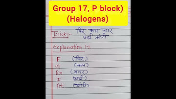Group 17 [P block] ( Halogens) trick #youtubeshortvideo #shorts #easy