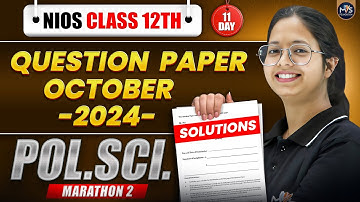 NIOS Class 12th Political Science Most Important Questions with Solutions | Pass 100% | NO Fail