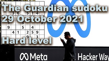 Sudoku solution – The Guardian sudoku 29 October 2021 Hard level