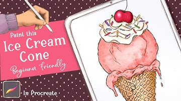 How to Paint a Cute Ice Cream Cone in Procreate (Beginner Friendly – Part 2)