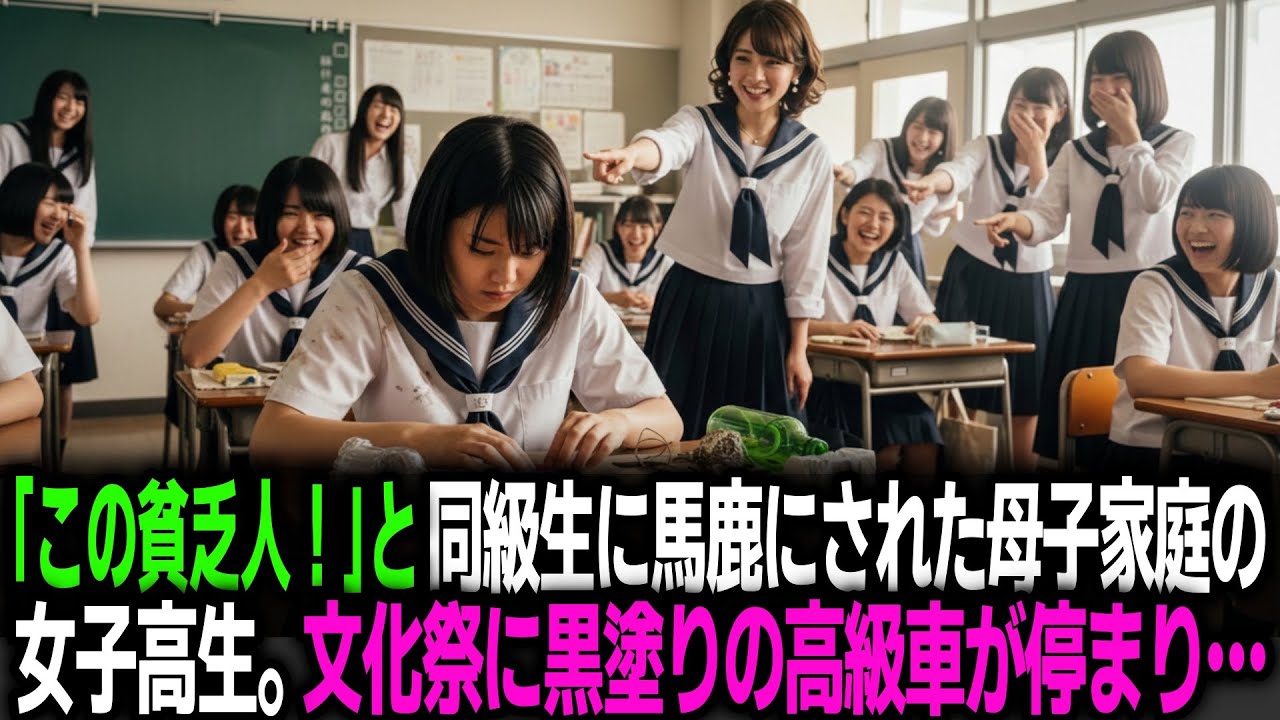 「この貧乏人！」と同級生に馬鹿にされた母子家庭の女子高生。文化祭に黒塗りの車が停まり…
