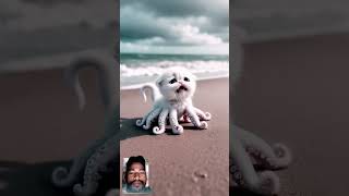 White Octopus Kitten Was Attacked On The Beach