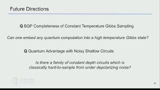 Quantum Computational Advantage With Constant-Temperature Gibbs Sampling