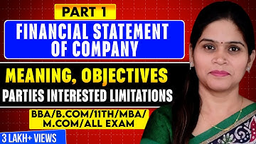 Financial Statement Of Company |Final Accounts Of Company | Balance Sheet | Statement Of P & L  |
