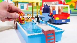 bluey gets new student plays new firetruck toy learning