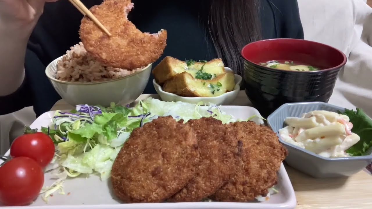 ハムかつ定食🍚 ASMR 咀嚼音 モッパン mukbang