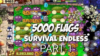 Plants vs Zombies Survival Endless 1 - 50 Flags