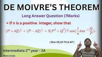 De Moivre’s Theorem | 7 Marks Long Answer | Intermediate 2nd Year Maths - 2A | Complete Proof