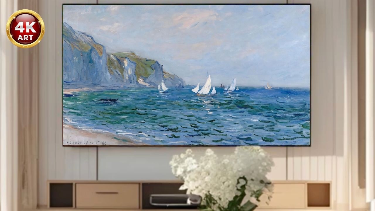 Claude Monet, Cliffs and Sailboats at Pourville - 2 Hour Silent Screensaver - Impressionist Art TV
