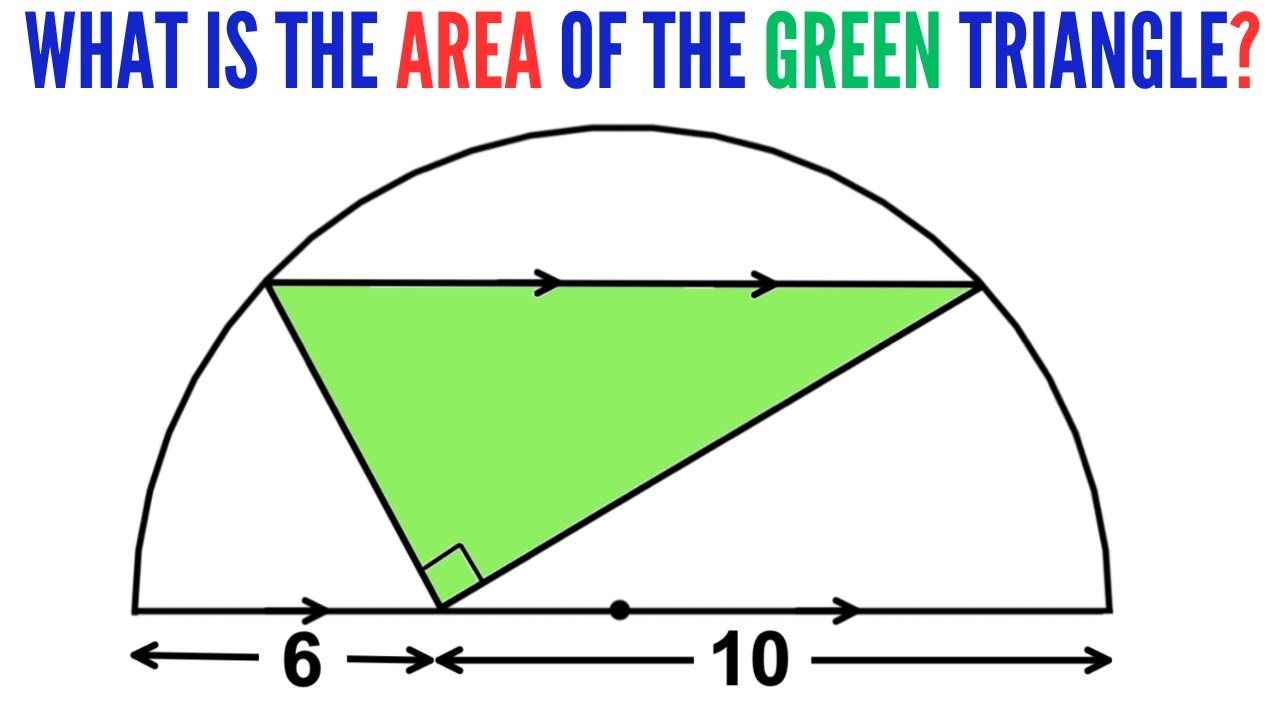 Can you find area of the Green shaded triangle? | (Semicircle) | #math ...