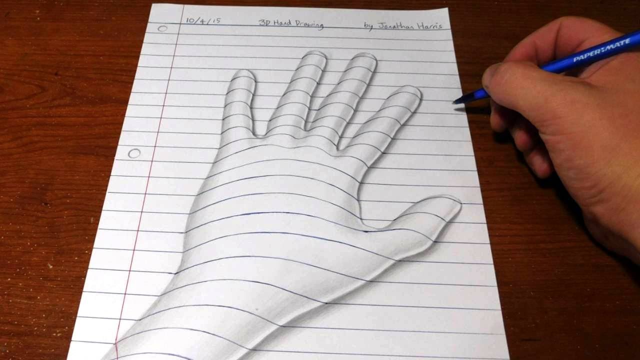 3d Hand Drawing With Lines