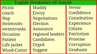 ku Baro English-ka AF-Somali || English Vocabulary