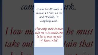 One Pair of Black Socks - Red, Blue and Black Socks Puzzle | Logical Reasoning Puzzle shorts