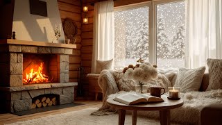 Quiet Snowy Window Piano βοΈ Soft Fireplace Glow & Cozy Winter Ambience