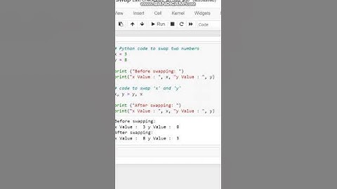 swap 2 numbers python / Python program to swap two numbers  #python #shorts