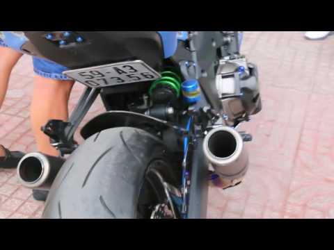 Video Motosaigon Z1000 carbon Decal xanh nhôm xước test pô... - youtube