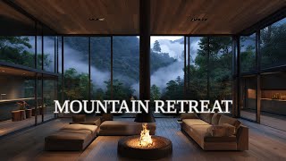 Mountain Retreat Relax Music | Cozy Fireplace & Misty Mountain Views ❄️🏞️🔥 Zen/Study/Sleep