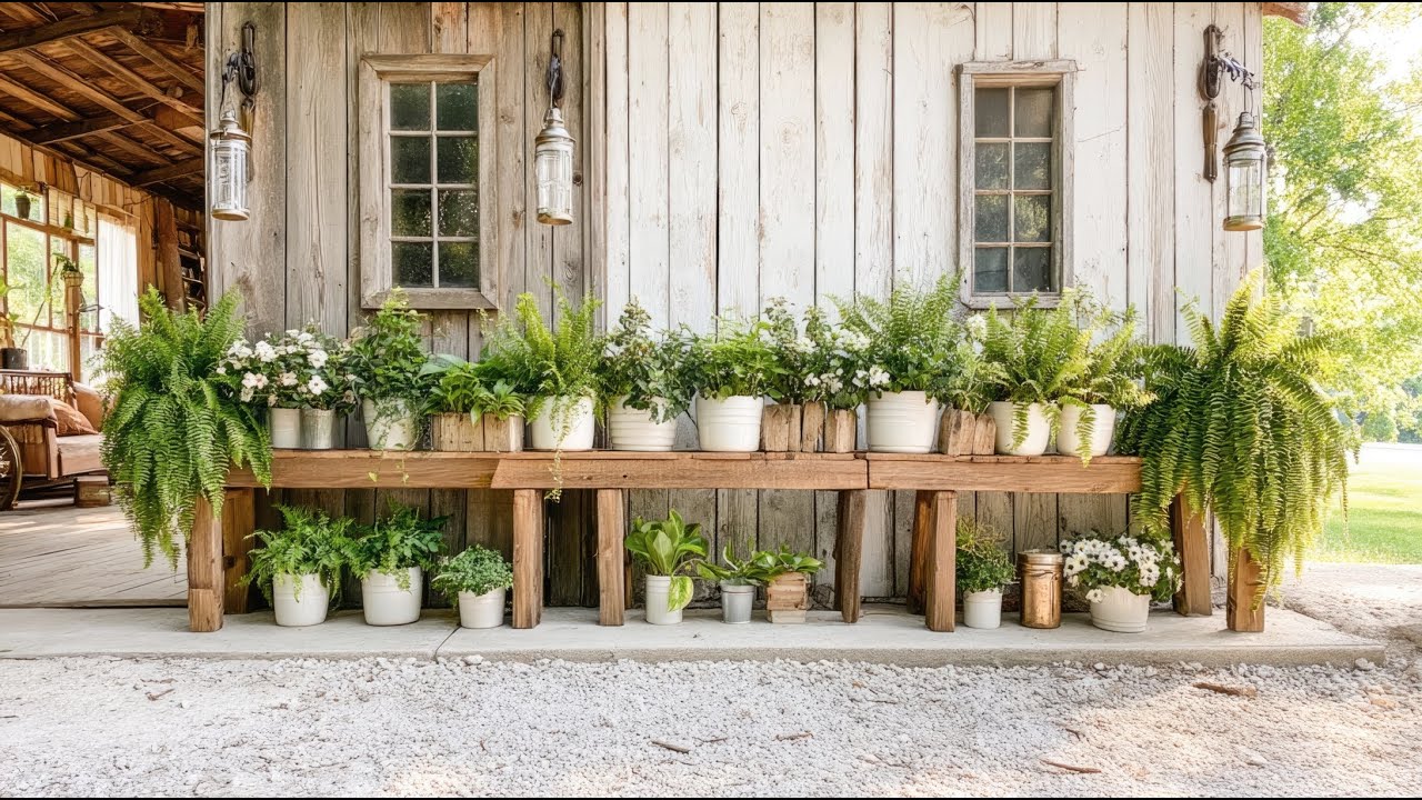 Farmhouse Garden Decor Ideas with Rustic Charm for Cozy Outdoor Living