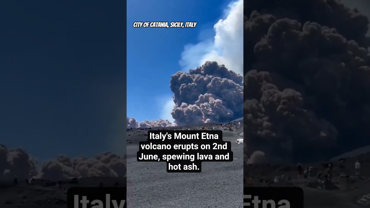 Spectacular Display of Italy's Mount Etna volcano eruption, in Sicily. 