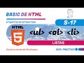 Listas ⭐ Etiqueta ol, ul, li  y  Listas de definiciones dl, dt, dd