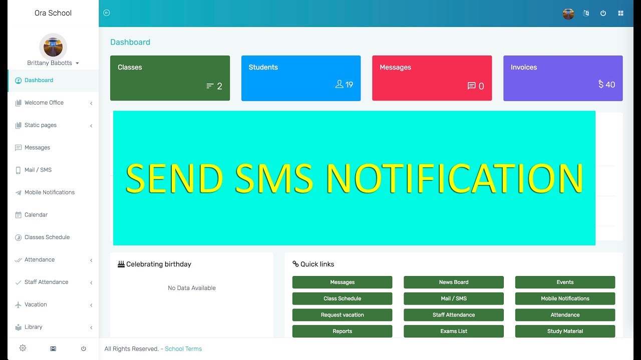 Send SMS Notification in Ultimate School Management