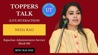 RPSC Topper Neha Rao (RAS) (Rank 68) Live Interaction l Toppers Talk l UPSC TIME