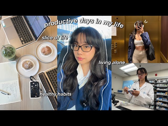 PRODUCTIVE days in my life 🥼 working full time, living alone, healthy habits u0026 slice of life class=