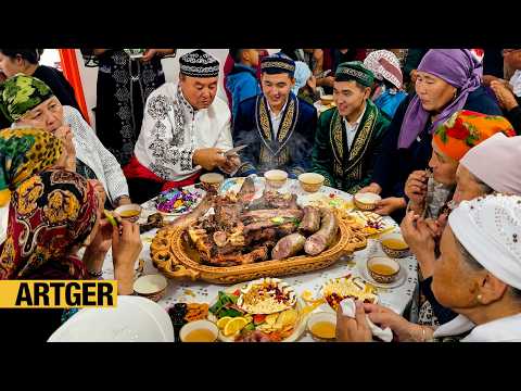 Huge Horse Meat Kazakh Feast! A Day With A Mongolian Kazakh Family!