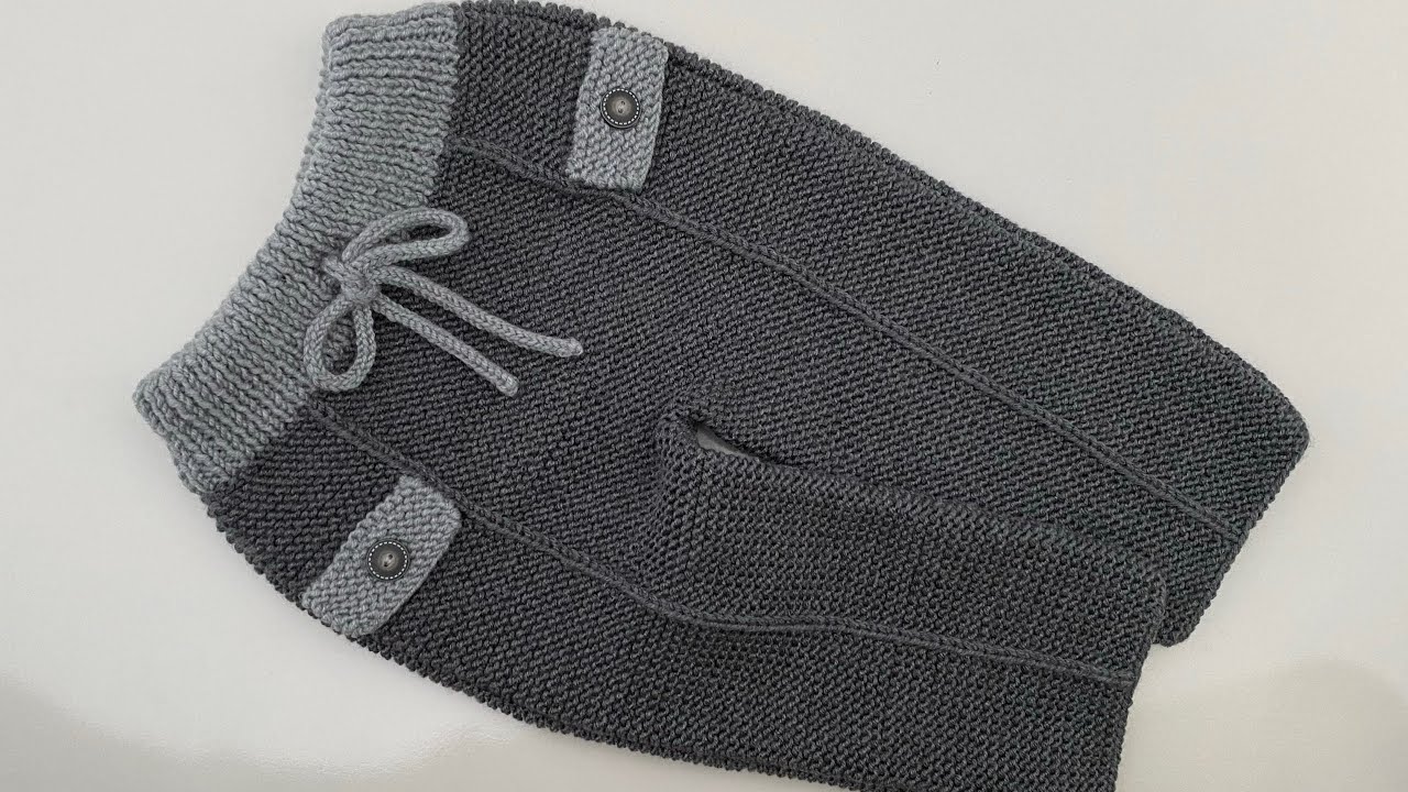 Örgü erkek bebek pantolonu / ütü izli görünümlü örgü pantolonu