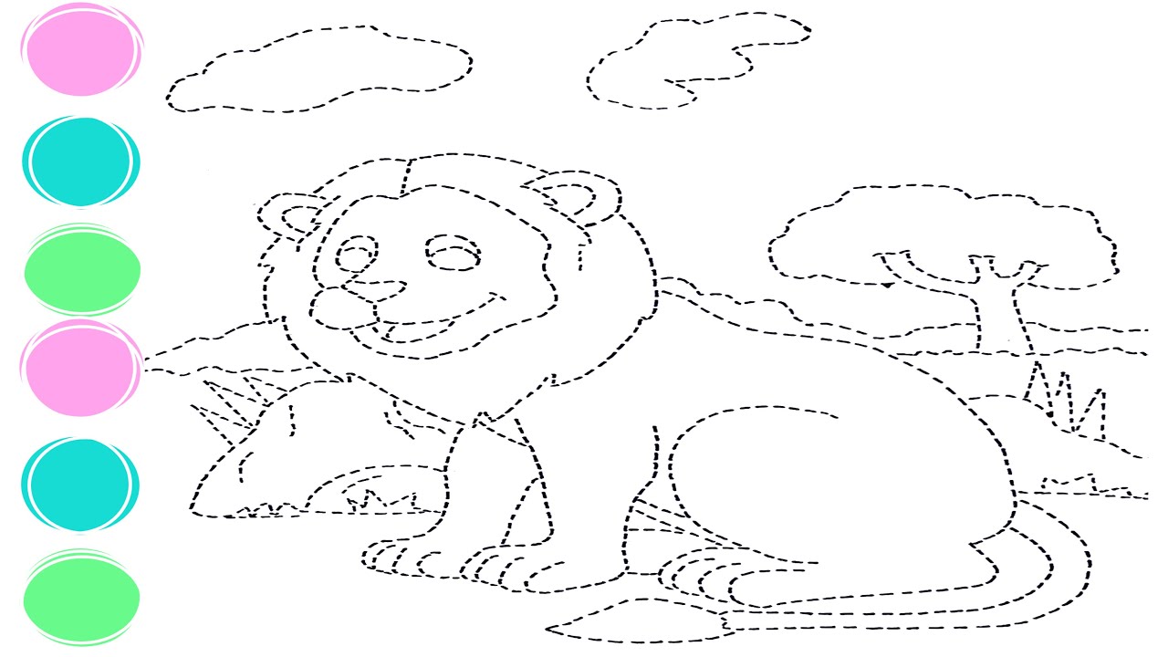 How to draw and color cute Lion/drawing and coloring cute Lion for kids ...