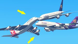 Airbus A380 Emergency Landing After Crashes Mid-Air With Two Airplanes - GTA 5