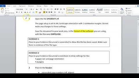 2.  Saving your document | Evidence of saving |  Margins, orientation and page size evidence