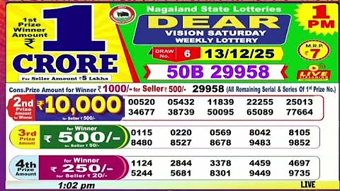 Nagaland State Lottery Sambad 1 PM Result Today 13-12-2025