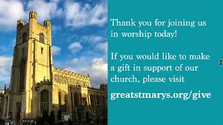 Choral Eucharist from Great St Mary's Church Cambridge at 10am on Sunday 16th March 2025