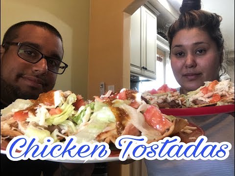 Chicken Tostadas MUKBANG | Mexican food | TOSTADAS | Refried Beans | Cheese