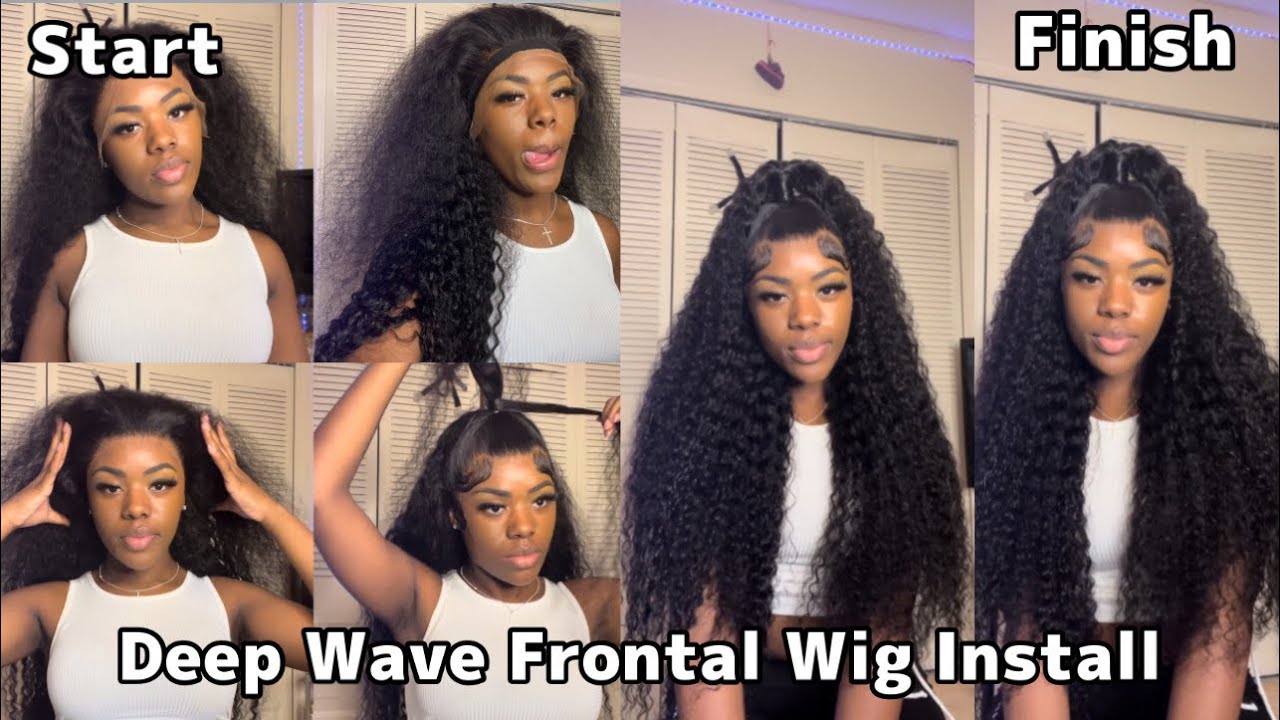 Start to Finish Half Up Half Down Deep Wave Lace Frontal Wig install