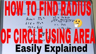 Find radius of circle given area|How to find radius of a circle with area given|Circle radius
